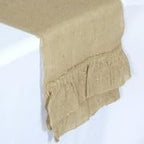 Efavormart 5 PCS Natural Ruffled Burlap Rustic Table Runner | Jute Linen Tabletop Decor | 14"x108" - Image 7