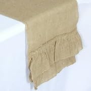 Efavormart 5 PCS Natural Ruffled Burlap Rustic Table Runner | Jute Linen Tabletop Decor | 14"x108" - Image 7