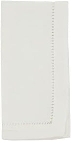 SARO LIFESTYLE Classic Hemstitch Cloth Napkins (Set of 12) - Elegant Everyday Dinner Napkins with Textured Fabric and Hemstitched Border for Dining Tables and Formal Entertaining, 18"x18", White by SaroLifestyle