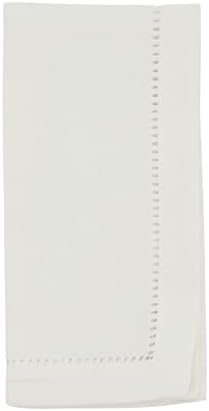 SARO LIFESTYLE Classic Hemstitch Cloth Napkins (Set of 12) - Elegant Everyday Dinner Napkins with Textured Fabric and Hemstitched Border for Dining Tables and Formal Entertaining, 18"x18", White by SaroLifestyle
