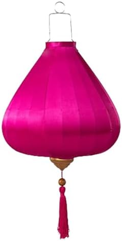 EYPKPL Oval Chinese Lantern Solid Color Silk Lantern Japanese Hanging Lantern Traditional Oriental Lantern with Tassel Vietnamese Lantern Lamp(Rose Red,14 Inch) by EYPKPL
