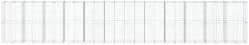 vidaXL Gabion Basket with Cover 472.4"x39.4"x78.7" Galvanized Iron - Image 5