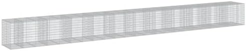 vidaxl Gabion Basket with Cover - 452.8"x39.4"x39.4" Galvanized Iron - Outdoor Garden Landscaping Decor - Image 7