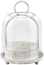 5"x7.5" Versatile Modern Metal Hurricane Lantern with Handmade Sturdy Glass Dome in Vintage White for 3" Pillar Candle & Plants, Industrial, Farmhouse, Shabby Chic by Unknown
