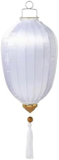 Chinese Lantern with Tassel Oval Silk Lantern Japanese Hanging Lantern Winter Melon-Shaped Lanterns Portable Chinese Paper Lanterns(White,16 Inch) by Unknown