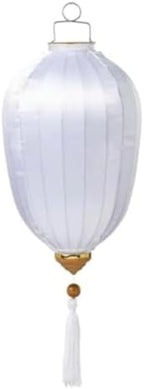 Chinese Lantern with Tassel Oval Silk Lantern Japanese Hanging Lantern Winter Melon-Shaped Lanterns Portable Chinese Paper Lanterns(White,16 Inch) by Unknown