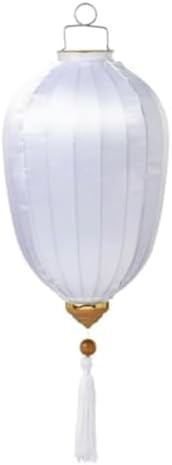 Chinese Lantern with Tassel Oval Silk Lantern Japanese Hanging Lantern Winter Melon-Shaped Lanterns Portable Chinese Paper Lanterns(White,16 Inch) by Unknown