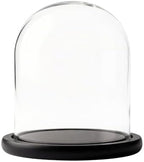 Glass Cloche Bell Jar Display Dome 6x7 Inch, Clear High Borosilicate Glass Bell Jar with Black Wooden Base, Dustproof Display Case for Plants Candles Jewelry Home Wedding Decor by HUOZHI
