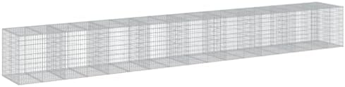 vidaXL Gabion Basket with Cover - Galvanized Iron Cage for Outdoor Landscaping/Decor - Tool-Free Assembly - 374"x39.4"x39.4" by vidaXL