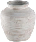 Signature Design by Ashley 12 Inch Rustic Ceramic Vase, Distressed White by Unknown