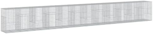 vidaXL Galvanized Gabion Basket w/Cover - Silver Iron 472.4"x39.4"x59.1" - Outdoor Landscaping & Retaining Walls - Versatile Tool-Free Assembly by vidaXL