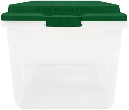Christmas 113 Quart Storage Bins with Lids, Clear Plastic Latched Storage Container with Red Hi-Rise Lid (Set of 4) (Green) - Image 5
