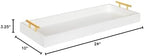 Kate and Laurel Lipton Narrow Decorative Tray with Polished Metal Handles, White and Gold - Image 5