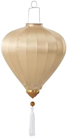 EYPKPL Cloth Lantern with Tassel Oval Silk Lantern Chinese New Year Lantern Japanese Vietnam Hanging Lantern Solid Color Chinese Lanterns(Champagne,12 Inch) by EYPKPL