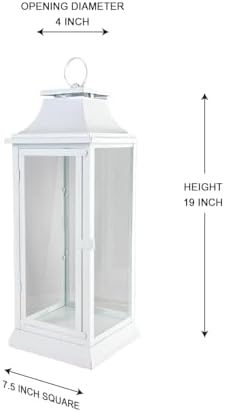 Serene Spaces Living Hurricane Lanterns with Clear Glass Panels, Perfect for Home Decor, Parties & Events, Table Top Or Hanging Lantern for Indoor & Outdoor, 7.5" Square & 19" Tall - Image 5