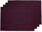 Solino Home 100% Pure Linen Placemats Burgundy, Athena 14 x 19 in, Set of 4 by SolinoHome