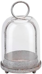 7.5" High Versatile Modern Metal Hurricane Lantern with Handmade Sturdy Glass Dome in Shabby White for 2" Pillar Candle & Plants, Industrial, Farmhouse (White Shabby, 4" x7.5 for 2" Pillar) by Unknown