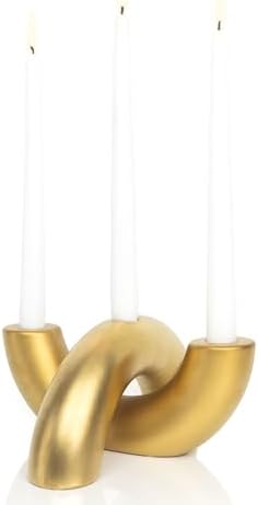 Taper Candle Holder Set - Candle Stick Holders for Dining Room Table, Entryway Table, or Fireplace Mantel - Modern Candelabra Home Decor (Gold) by AERLO