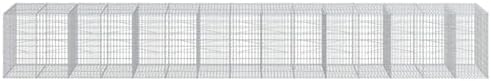 vidaXL Gabion Basket with Cover 295.3"x39.4"x39.4" Galvanized Iron - Image 5