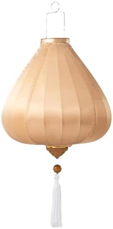 EYPKPL Oval Chinese Lantern Solid Color Silk Lantern Japanese Hanging Lantern Traditional Oriental Lantern with Tassel Vietnamese Lantern Lamp(Champagne,12 Inch) by EYPKPL