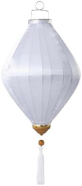 EYPKPL Chinese Lantern Oval Silk Lantern Traditional Oriental Hanging Lantern with Tassel Vietnamese Lantern Chinese Festive Satin Lantern(White,14 Inch) by EYPKPL