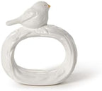 Two's Company Birds of a Feather, Set of 4 Bird Napkin Rings with Gold Accents in Gift Box, 3.5-Inch, White by TwosCompany