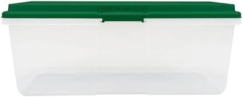 Christmas 113 Quart Storage Bins with Lids, Clear Plastic Latched Storage Container with Red Hi-Rise Lid (Set of 4) (Green) - Image 4