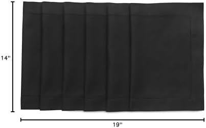 Solino Home Cotton Linen Placemats Black Hemstitch, 14 x 19 in, Set of 6 - Image 5