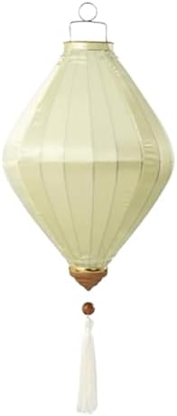 EYPKPL Chinese Lantern Oval Silk Lantern Traditional Oriental Hanging Lantern with Tassel Vietnamese Lantern Chinese Festive Satin Lantern(Beige,12 Inch) by EYPKPL