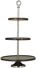 Deco 79 Modern Mango Wood Tiered Server, 14" x 14" x 25", Dark Brown by Unknown
