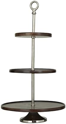 Deco 79 Modern Mango Wood Tiered Server, 14" x 14" x 25", Dark Brown by Unknown