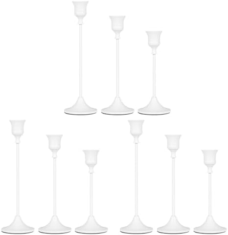 Candlestick Holders White, 9 Packs Taper Candle Holder for Candlesticks, Candle Sticks Holder Decor for Home Decor by Showin