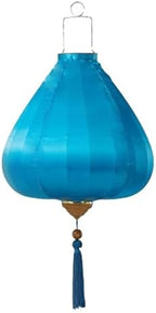 EYPKPL Oval Chinese Lantern Solid Color Silk Lantern Japanese Hanging Lantern Traditional Oriental Lantern with Tassel Vietnamese Lantern Lamp(Blue,14 Inch) by EYPKPL