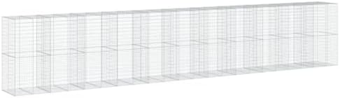 vidaXL Gabion Basket with Cover - Galvanized Iron Wire Garden Cage Retaining Wall - 433.1"x39.4"x78.7" - Silver - Image 7
