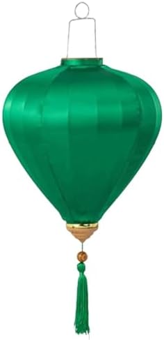 EYPKPL Cloth Lantern with Tassel Oval Silk Lantern Chinese New Year Lantern Japanese Vietnam Hanging Lantern Solid Color Chinese Lanterns(Green,16 Inch) by EYPKPL