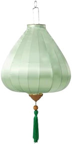 EYPKPL Oval Chinese Lantern Solid Color Silk Lantern Japanese Hanging Lantern Traditional Oriental Lantern with Tassel Vietnamese Lantern Lamp(Light Green,14 Inch) by EYPKPL