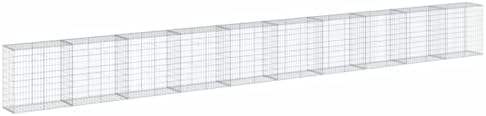 vidaXL Gabion Basket with Cover 393.7"x19.7"x39.4" Galvanized Iron - Image 7