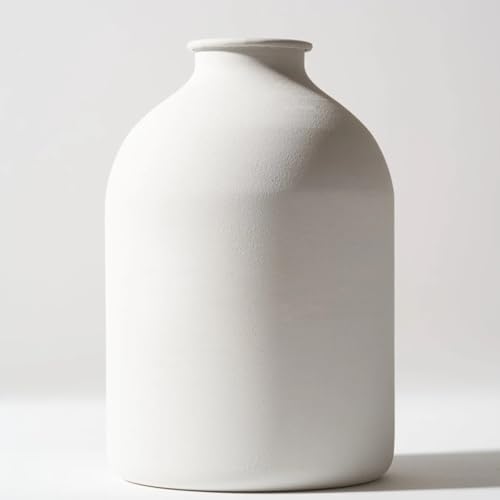 Large White Vase, Big Iron Vase for Long Stem Flowers, Modern Decor by RyddeligHome-AestheticHomeDecor