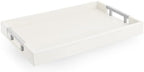 Modern Elegant 17.5"x12" White Rectangle Shagreen Faux Leather Decorative Tray Ottoman Coffee Table Perfume Living Room Kitchen Serving Tray with Silver Metal Handles for All Occasion's by HomeRedefined