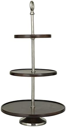 Deco 79 Modern Mango Wood Tiered Server, 14" x 14" x 25", Dark Brown - Image 6