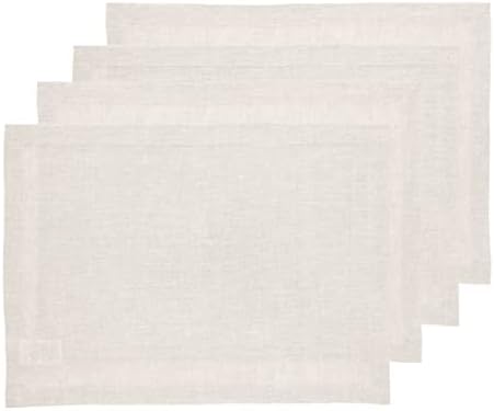 Solino Home 100% Pure Linen Placemats Natural, Athena 14 x 19 in, Set of 4 by SolinoHome