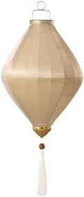EYPKPL Chinese Lantern Oval Silk Lantern Traditional Oriental Hanging Lantern with Tassel Vietnamese Lantern Chinese Festive Satin Lantern(Champagne,16 Inch) by EYPKPL