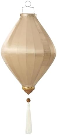 EYPKPL Chinese Lantern Oval Silk Lantern Traditional Oriental Hanging Lantern with Tassel Vietnamese Lantern Chinese Festive Satin Lantern(Champagne,16 Inch) by EYPKPL