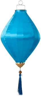 EYPKPL Chinese Lantern Oval Silk Lantern Traditional Oriental Hanging Lantern with Tassel Vietnamese Lantern Chinese Festive Satin Lantern(Blue,20 Inch) by EYPKPL