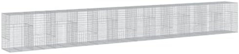 vidaXL Galvanized Gabion Basket w/Cover - Silver Iron 472.4"x39.4"x59.1" - Outdoor Landscaping & Retaining Walls - Versatile Tool-Free Assembly - Image 7