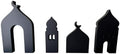 4-Pcs Masjid & Minar Decor Set (5"–7") — Elegant Contemporary Islamic Home Accent & Arabian Style Table Decor (Black) by eMart4u