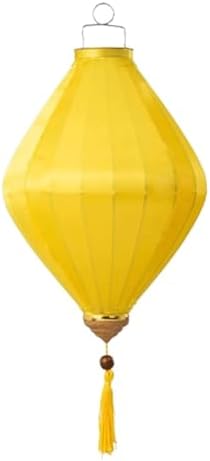 EYPKPL Chinese Lantern Oval Silk Lantern Traditional Oriental Hanging Lantern with Tassel Vietnamese Lantern Chinese Festive Satin Lantern(Yellow,14 Inch) by EYPKPL