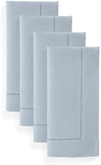 Solino Home 100% Pure Linen Dinner Napkins Dusty Blue, 20 x 20 in, Set of 4 by SolinoHome