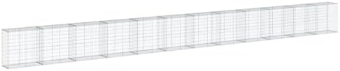 vidaXL Gabion Basket with Cover 472.4"x19.7"x39.4" Galvanized Iron - Image 7