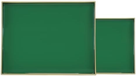 Serving Trays Set of 2, Decorative Plastic Serving Trays with Handles, Party Tray for Food, Coffee Table, Ottoman, Bathroom, and Living Room (Emerald Green) by AmiTodfo